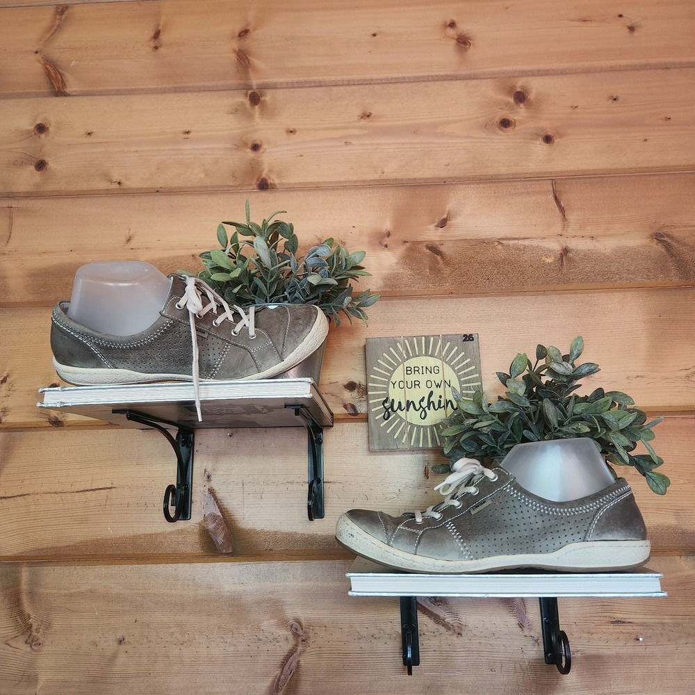 Josef Seibel Caspian Sneakers Gray Leather Comfort Shoes Perf Cap Toe Sz 41 / 10